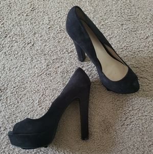Kelis Black Peep Toe Heels